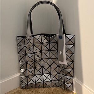 Issey Miyake Silver Geometric Tote